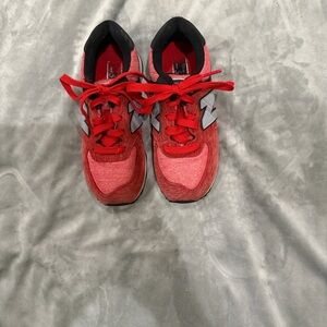 New Balance Kids Red and Black Lace-Up Sneakers